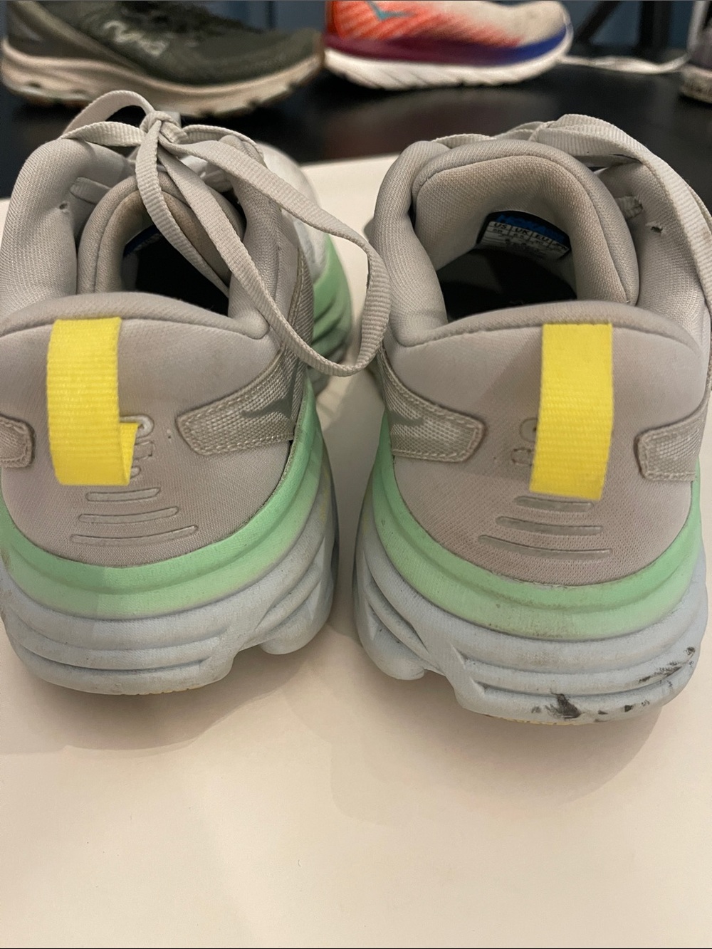 Hoka Women's Gray, Mint and Yellow Running Shoes size 8b Bondi 8 - Picture 5 of 10